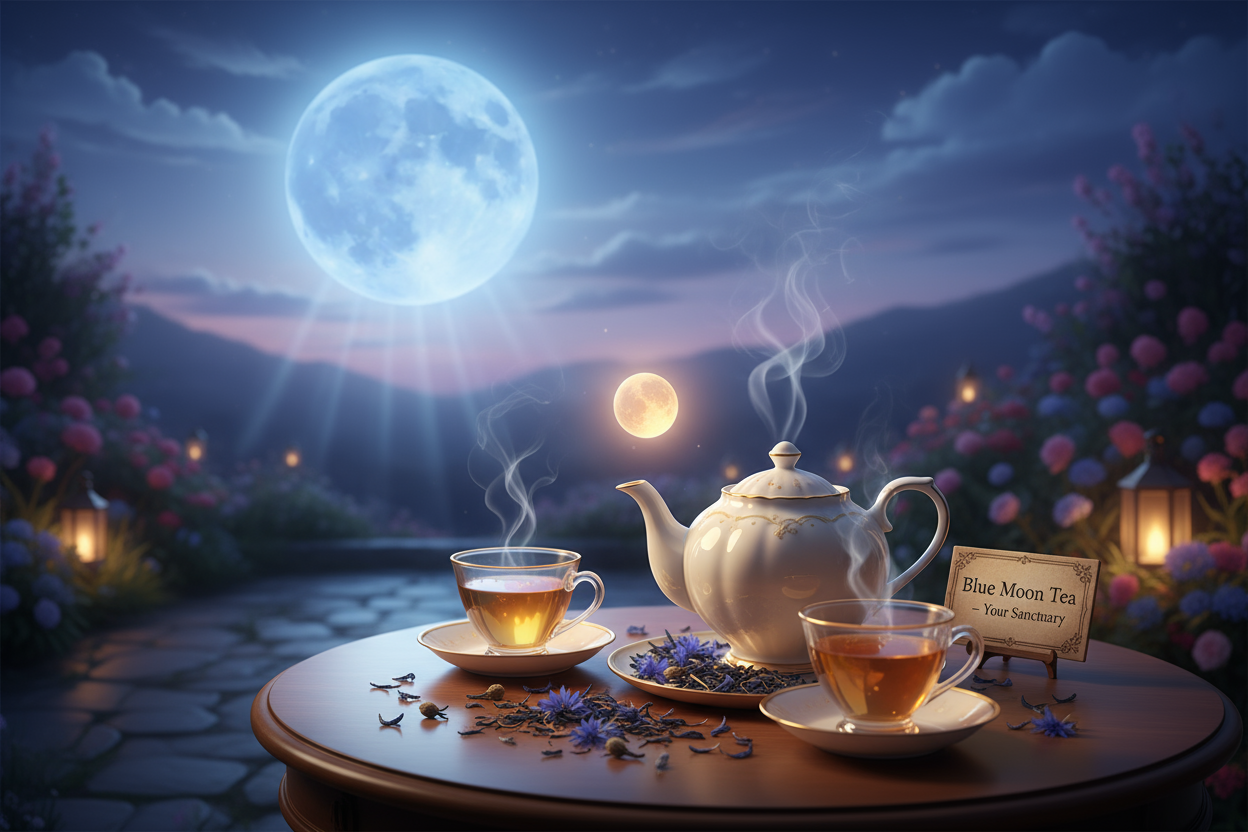 An Image to welcome visitors into Blue Moon Tea