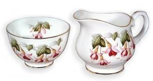 Fuschia Cream & Sugar Set - Fine English Bone China