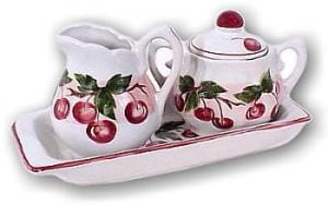 Cherry Ware Sugar & Creamer