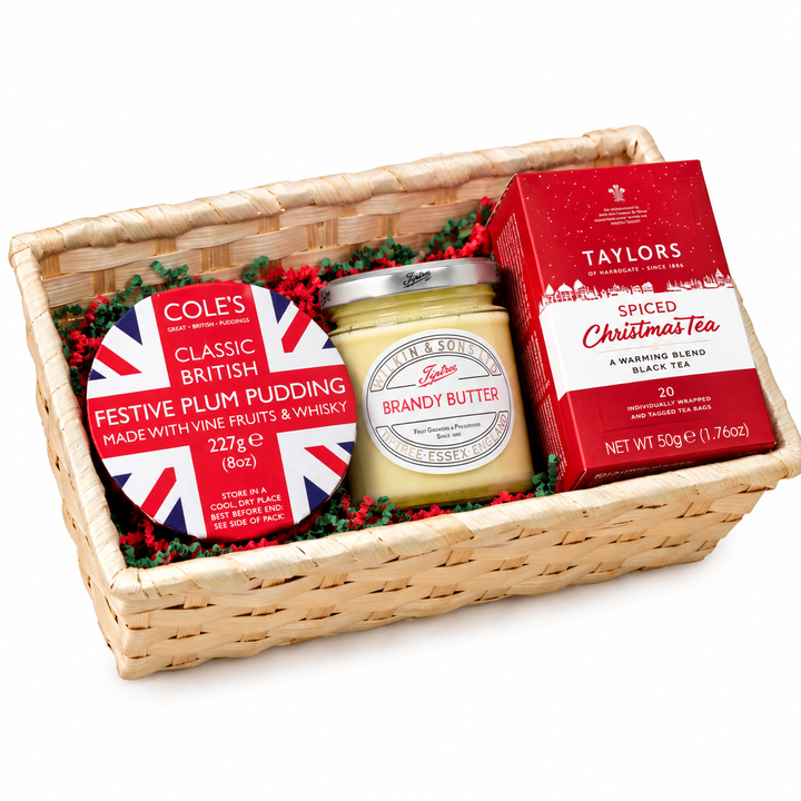Christmas Pudding &amp; Brandy Butter with Christmas Tea Gift Basket