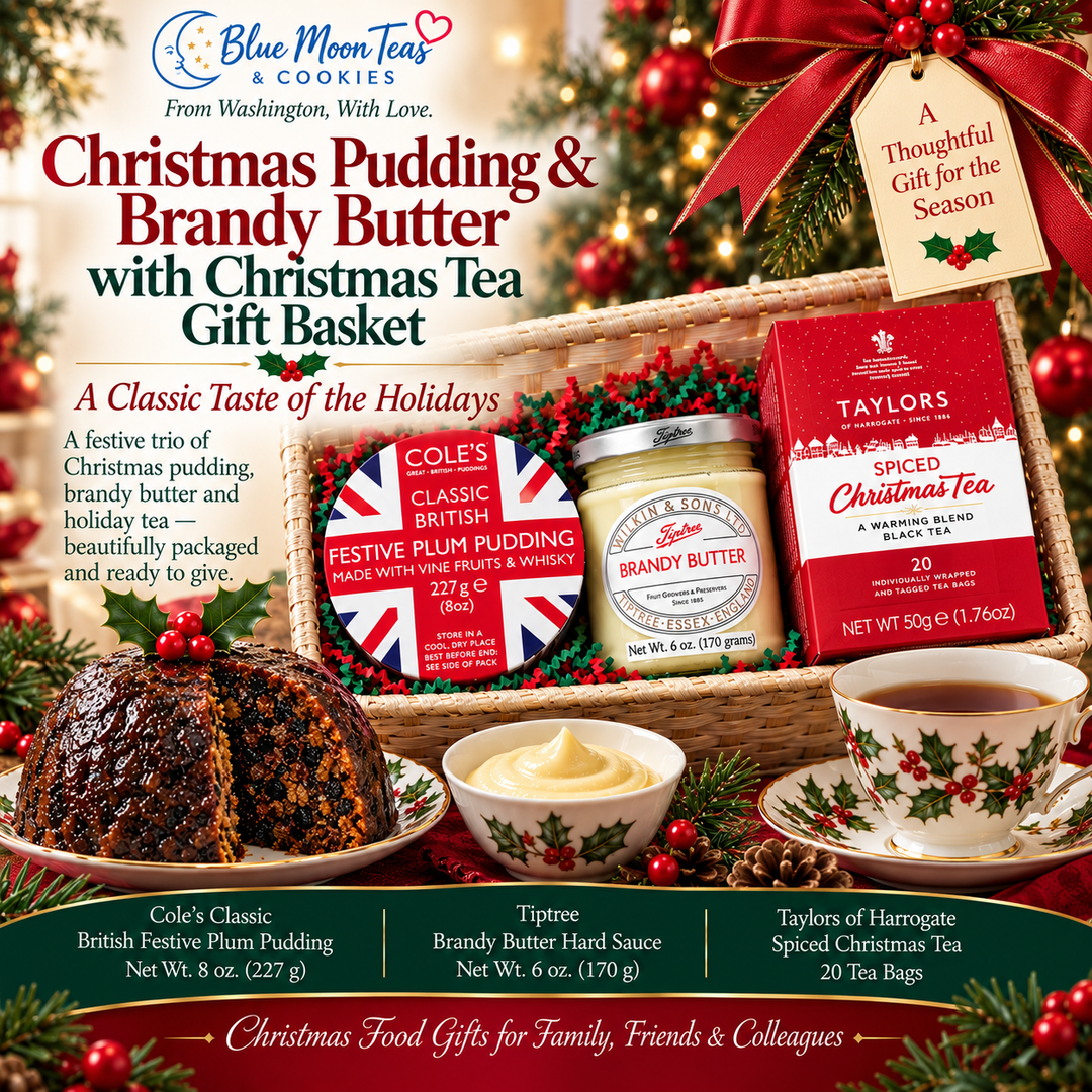 Christmas Pudding &amp; Brandy Butter with Christmas Tea Gift Basket