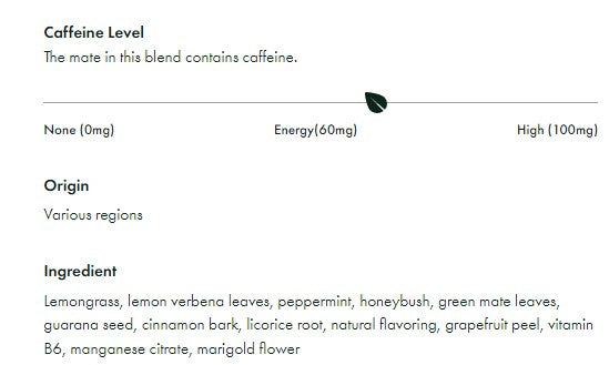 Ahmad Tea - Energy Tea Bags - Ingredients