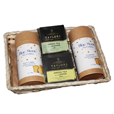 Lemon & Key Lime Cookies Gift Basket w/ Tea - English Tea Gift Basket