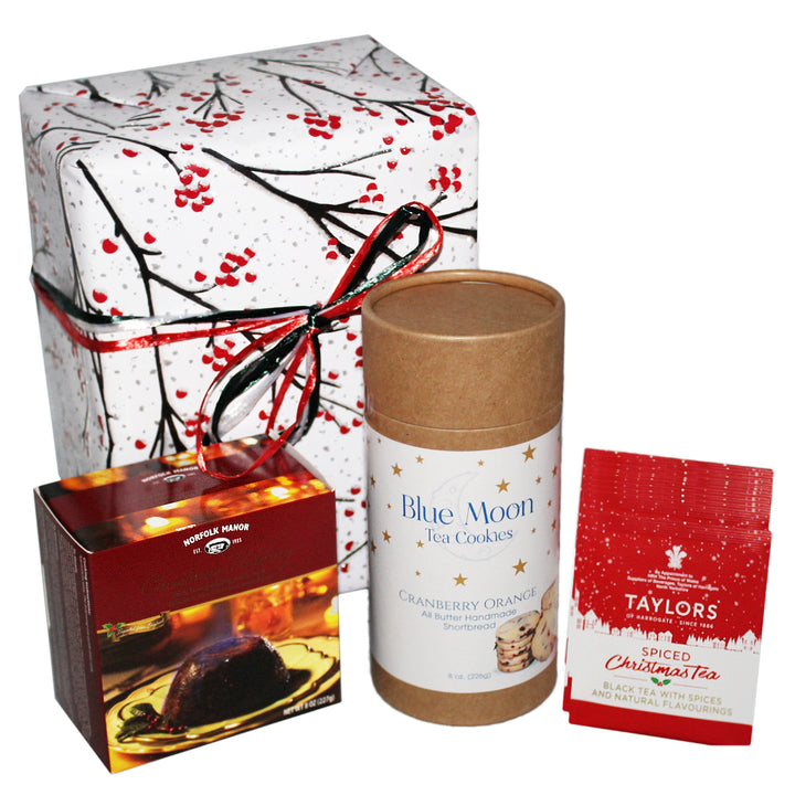 Christmas Pudding & Cranberry Orange Cookies with Christmas Tea Gift Box