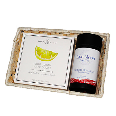 Send Someone Lemon Cake Cookies Gift Basket with English Breakfast Tea