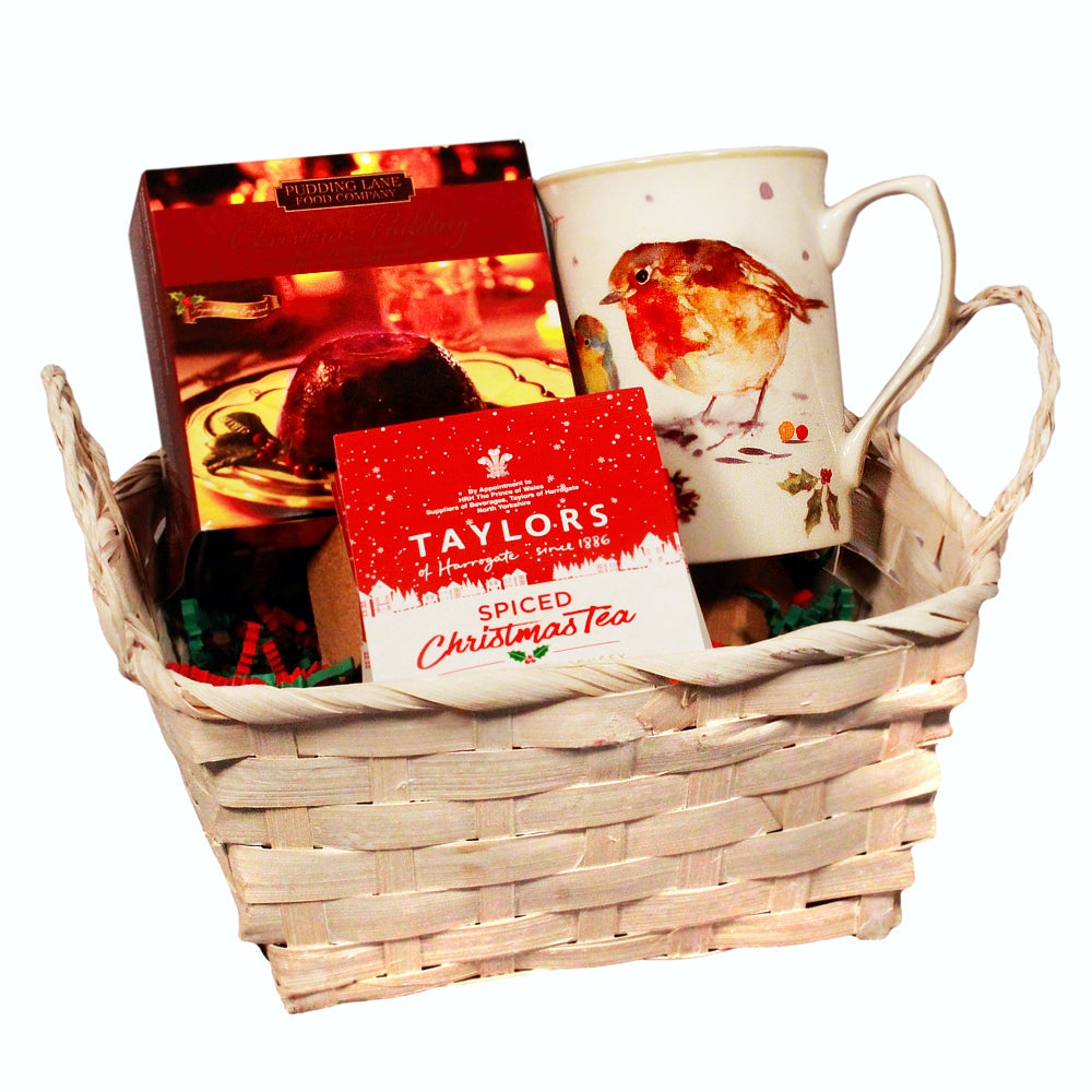 Christmas Pudding & Tea with Tea Cup Gift Basket