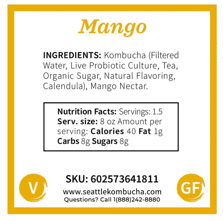 Mango Sparkling Kombucha Tea