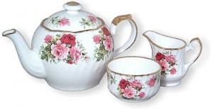 Summertime Rose Teapot, Cream & Sugar Set