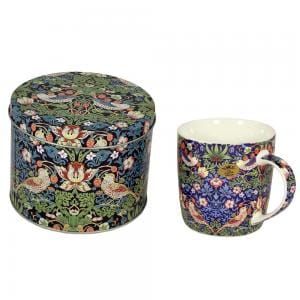 William Morris Strawberry Thief Blue Tea Cup & Tin
