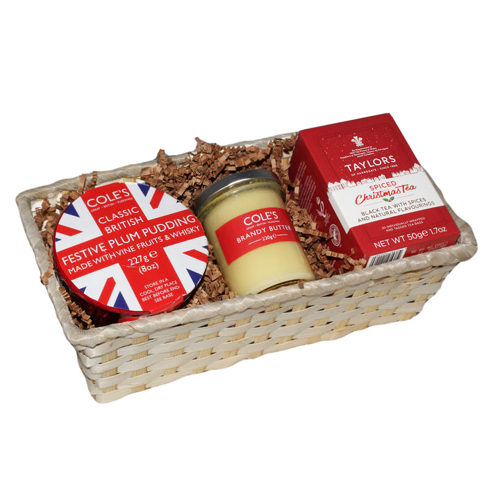 Christmas Pudding & Brandy Butter with Christmas Tea Gift BasketBasket